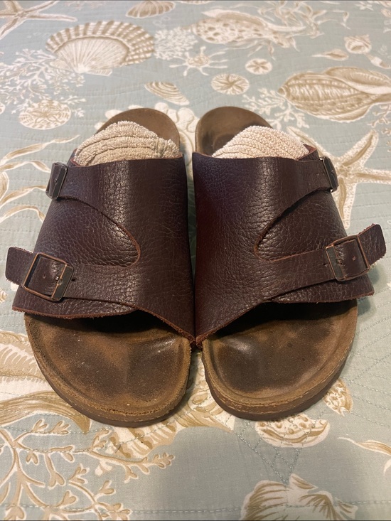 Birkenstock Shoes - Birkenstock Zurich Leather Dual Buckle Slide Sandals Clogs